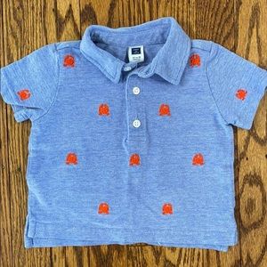 EUC Janie & Jack Chambray Polo with Embroidered Crabs